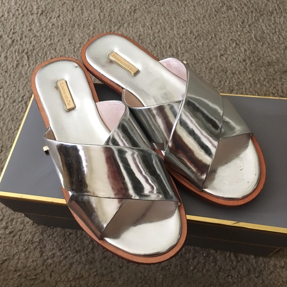 Louise et Cie Silver Slide Sandals